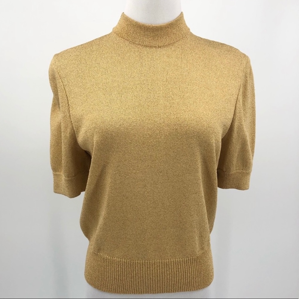 Vintage St. John Metallic Gold Top Santana